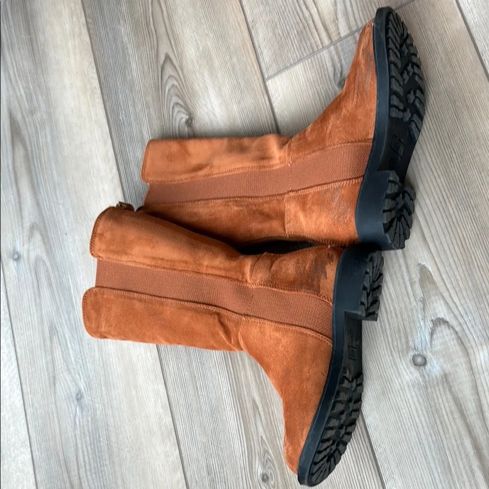Kids Tall Suede Boots in Cognac - Classic Pull-On Style